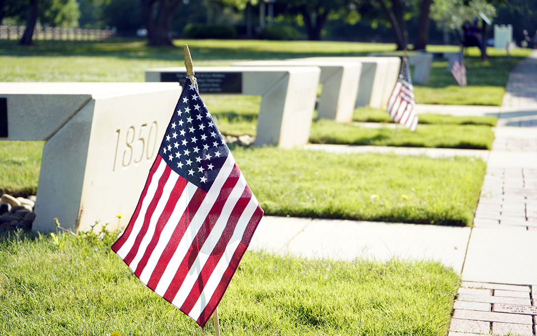 flags at veterans memorial