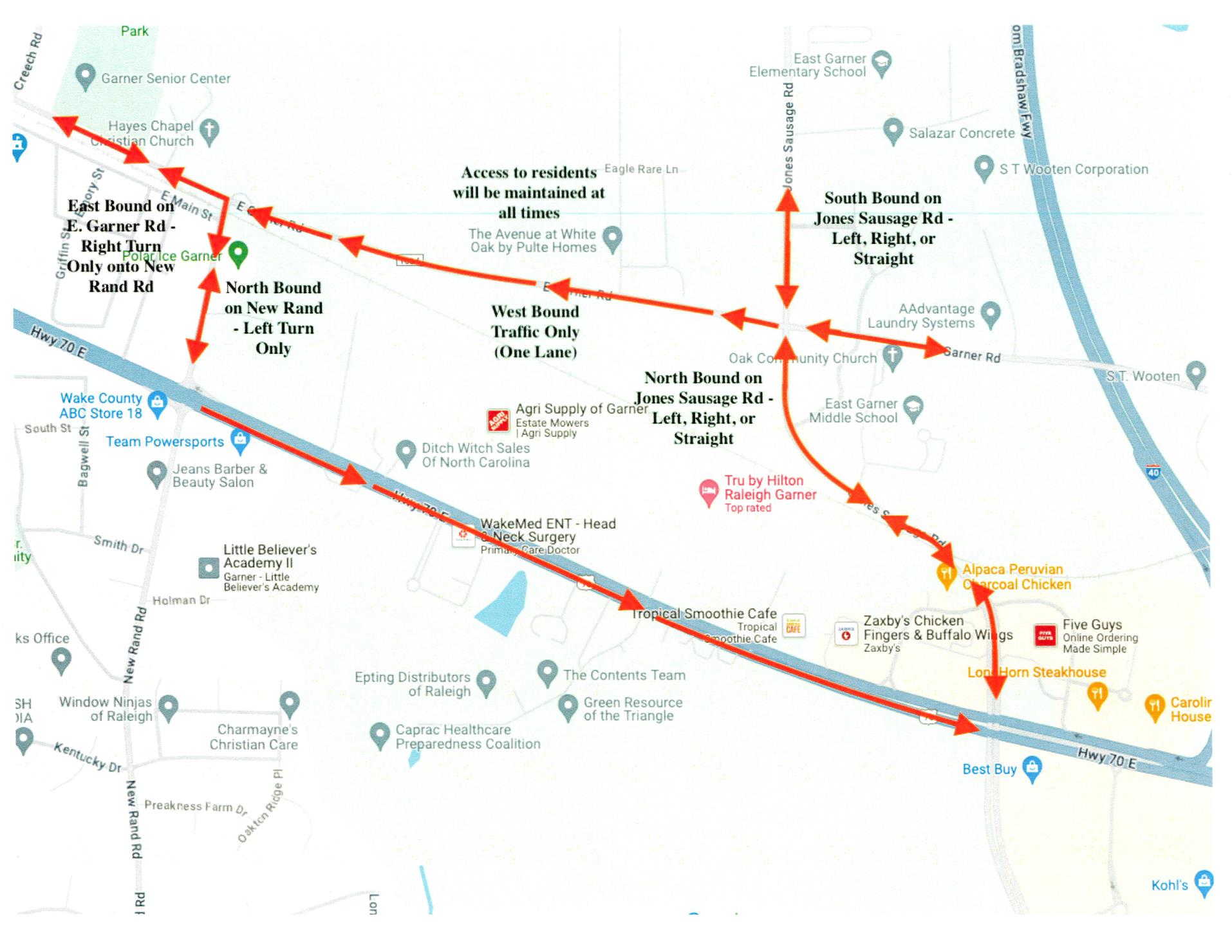 Garner Road sewer work detour phase 2