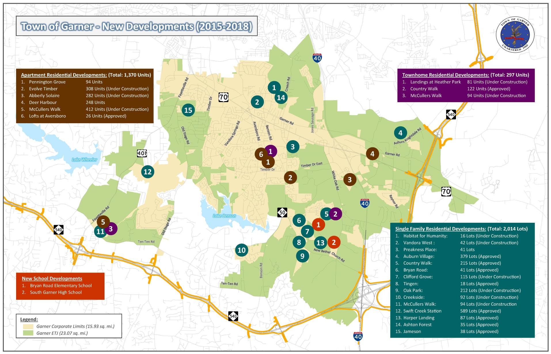 Town of Garner New Developments_2015-2018